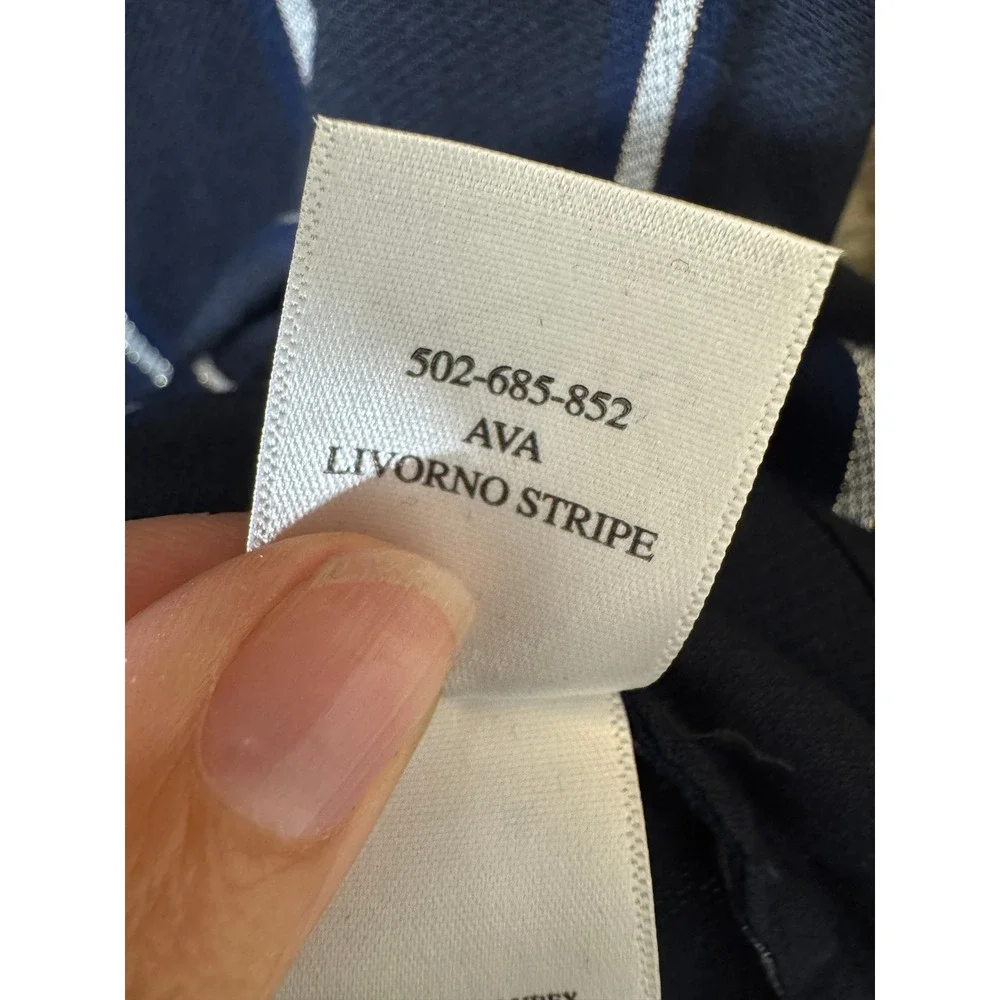 Rails Ava Livorno Blouse Stripe Navy Metallic Tie Front Top M Medium V Neck
